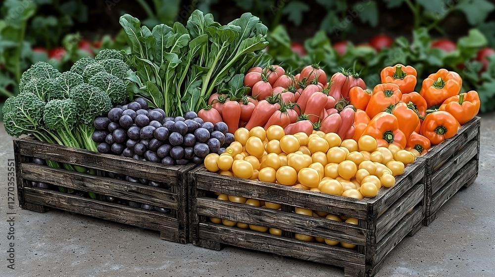 Fresh vegetables in wooden crate isolated Fresh vegetables in wooden crate isolated
