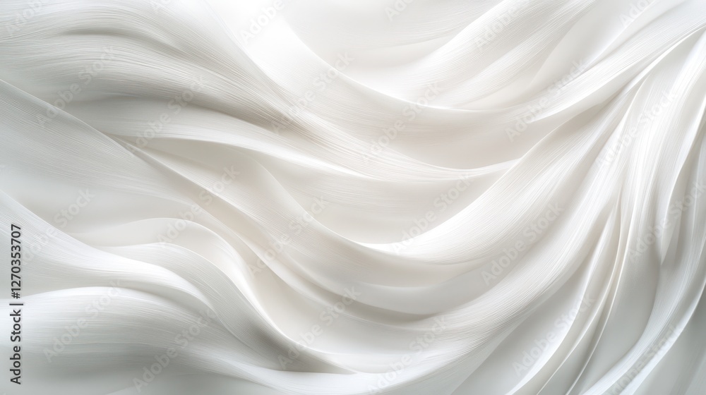 Obraz premium Abstract White Fabric Drape: Serene Swirls of Texture and Light