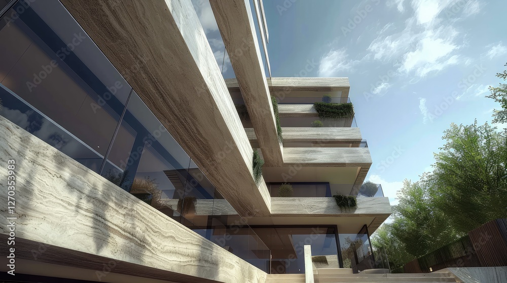 Fototapeta premium Contemporary Architectural Design Showcasing Modern Aesthetics and Natural Elements