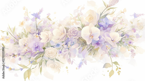 Orchid watercolor hand-painted decorative elements