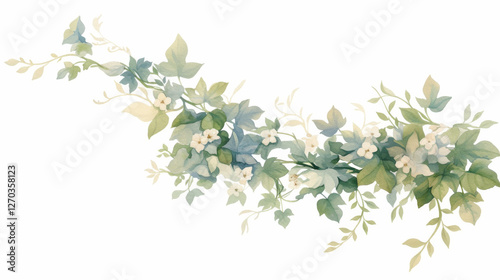 Ivy watercolor hand-painted decorative plant elements