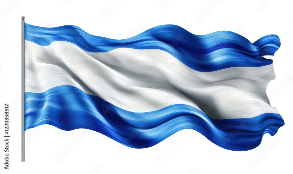 Fototapeta premium Waving Honduran flag, isolated white background, national symbol, patriotic use
