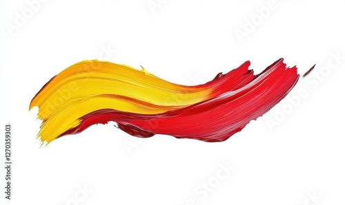 Abstract red and yellow paint strokes, design element, white background, graphic design