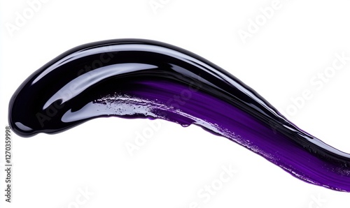 Purple and black paint swirl, isolated on white background, for design and texture