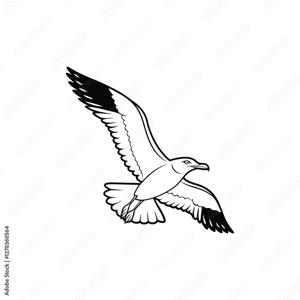Soaring Bird Silhouette with Outstretched Wings – Minimal Vector Art Soaring Bird Silhouette with Outstretched Wings – Minimal Vector Art
