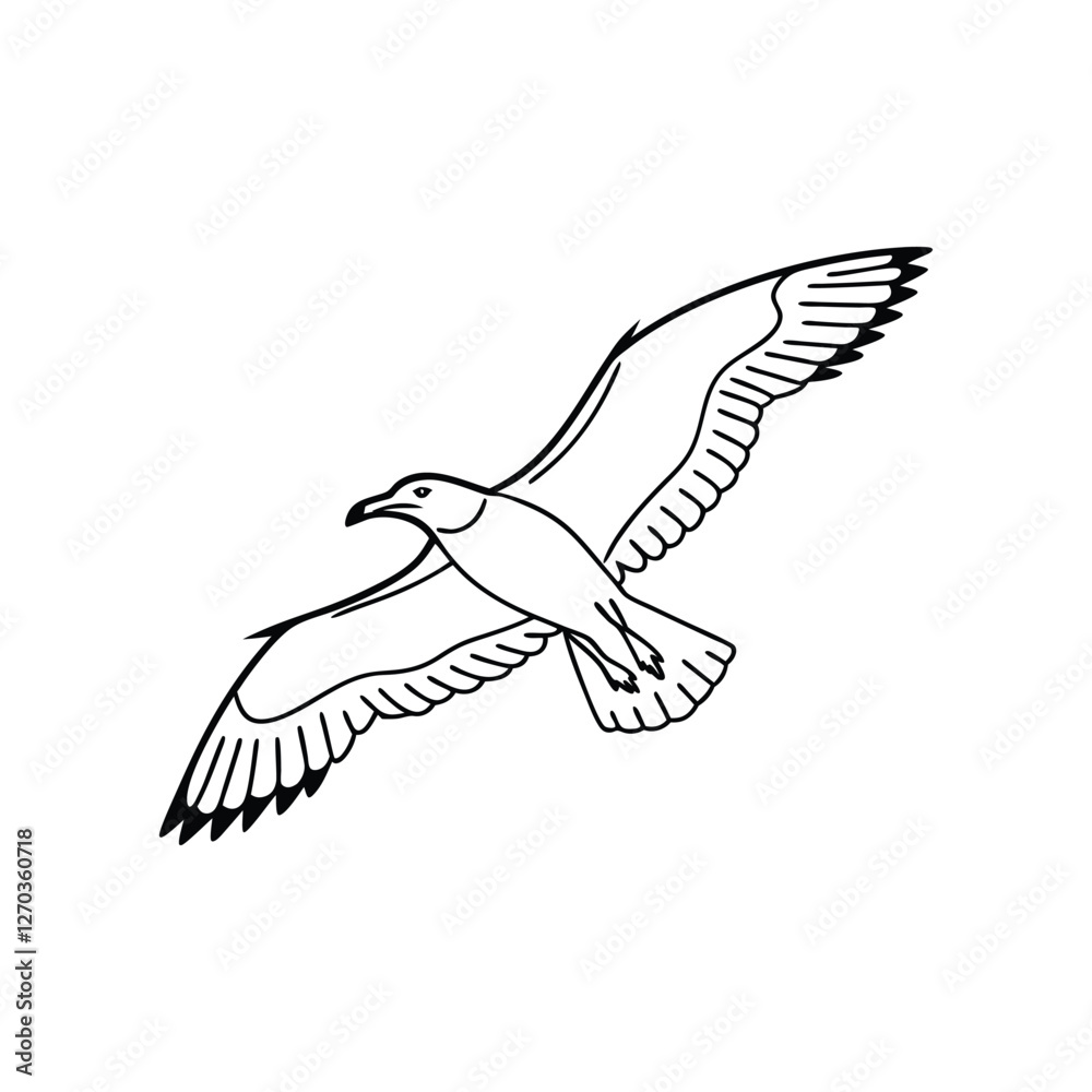 Soaring Bird Silhouette with Outstretched Wings – Minimal Vector Art Soaring Bird Silhouette with Outstretched Wings – Minimal Vector Art