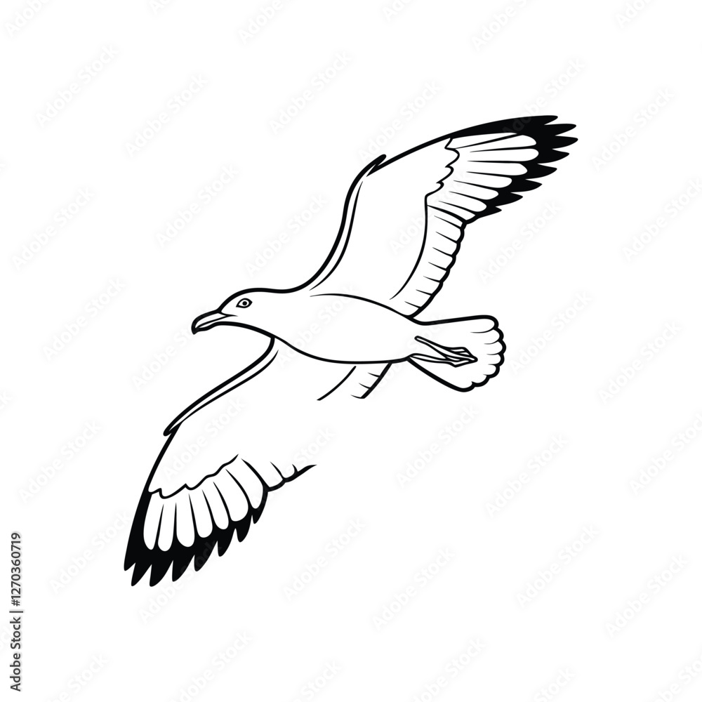 Soaring Bird Silhouette with Outstretched Wings – Minimal Vector Art Soaring Bird Silhouette with Outstretched Wings – Minimal Vector Art