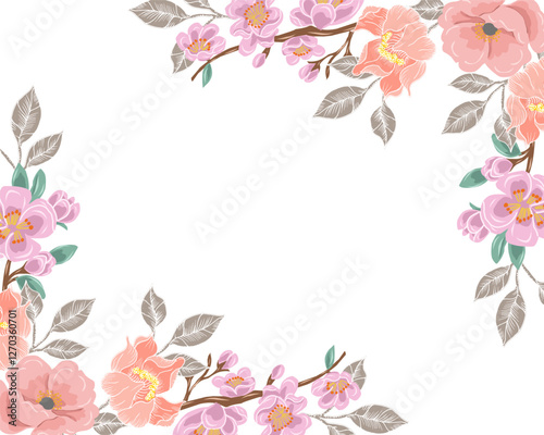 Soft Anemone and Blossom Flower Border