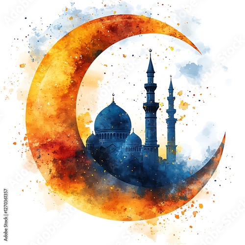 Eid ul adha poster design and Islamic Mosques illustration.