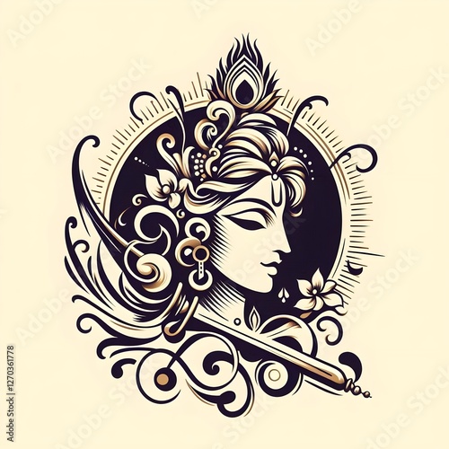 Shree krishna calligraphy design logo photo