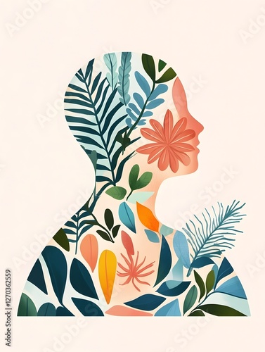 Wellness Concept Blending Mindfulness Breaks with Physical Self Care in Flat Design
