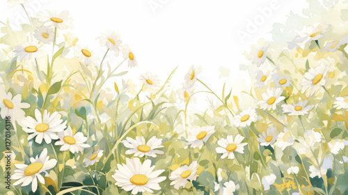 Daisy watercolor hand-painted decorative elements