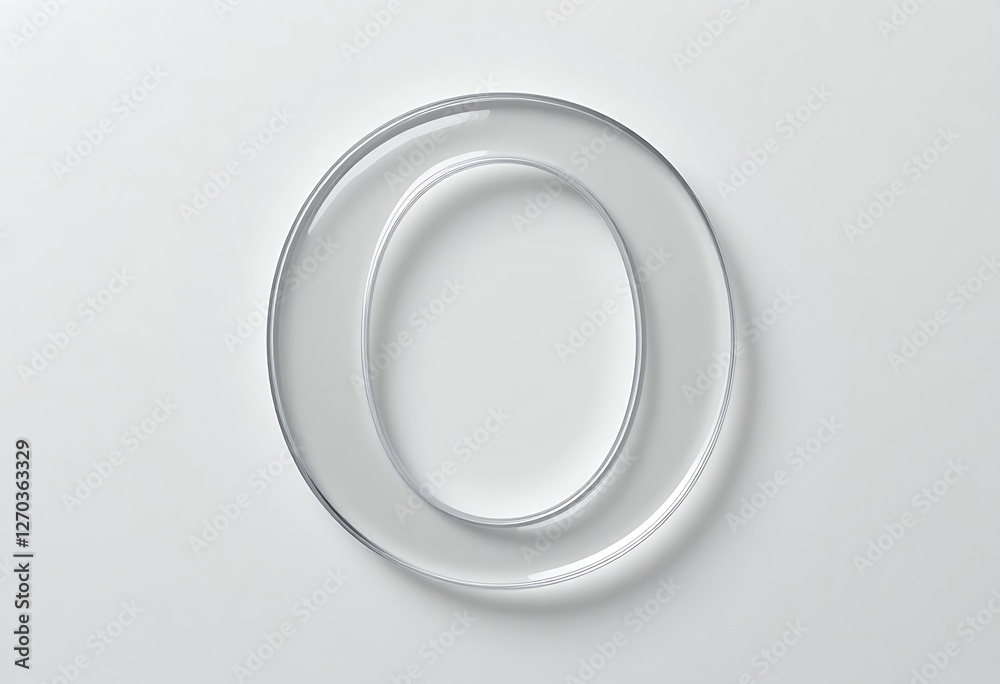 Letter O Transparent Acrylic on Clean White Background Minimalist Style Letter O Transparent Acrylic on Clean White Background Minimalist Style