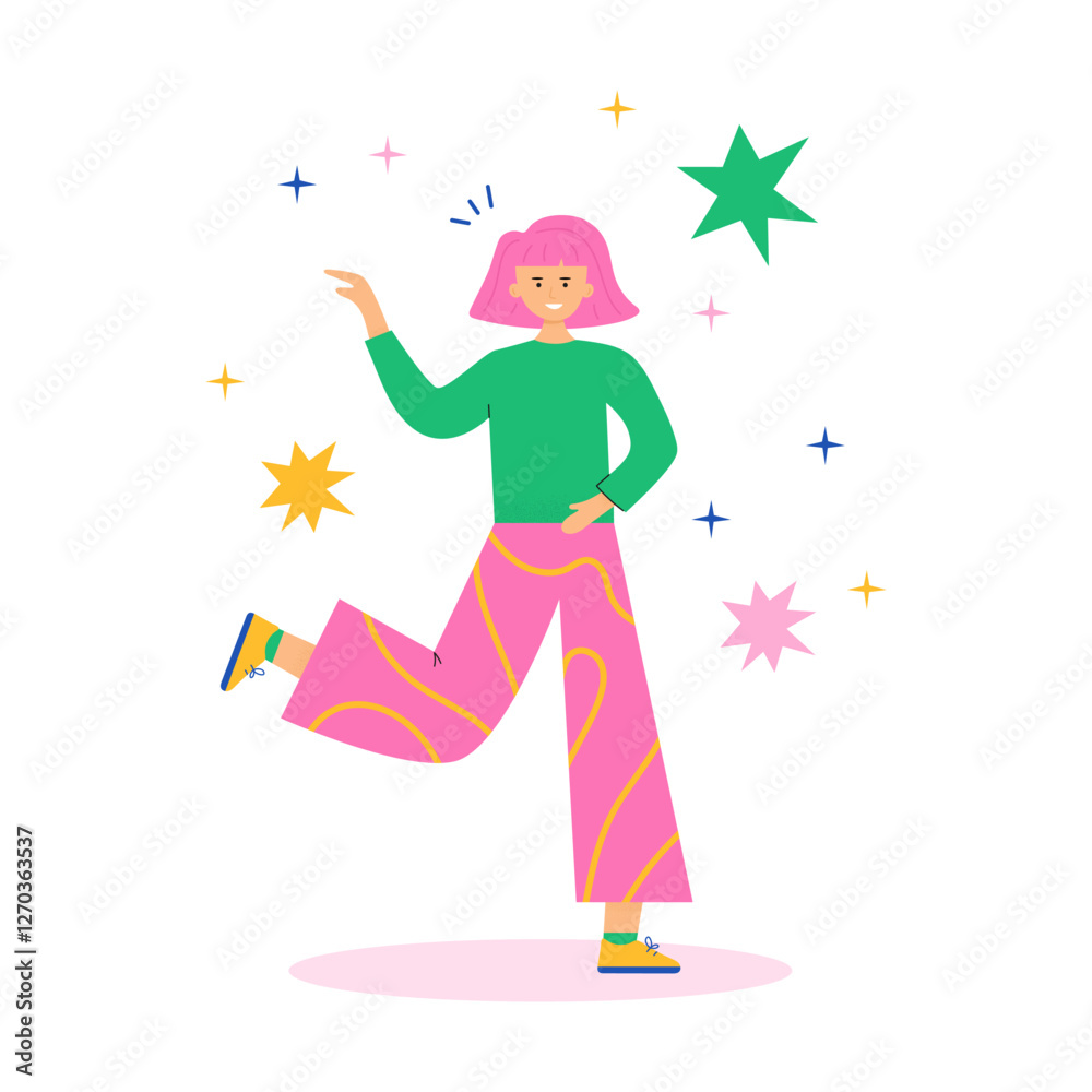 Young happy dancing woman vector illustration Young happy dancing woman vector illustration