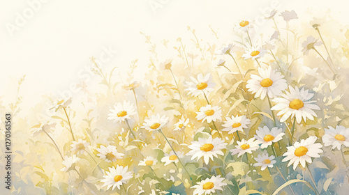 Daisy watercolor hand-painted decorative elements
