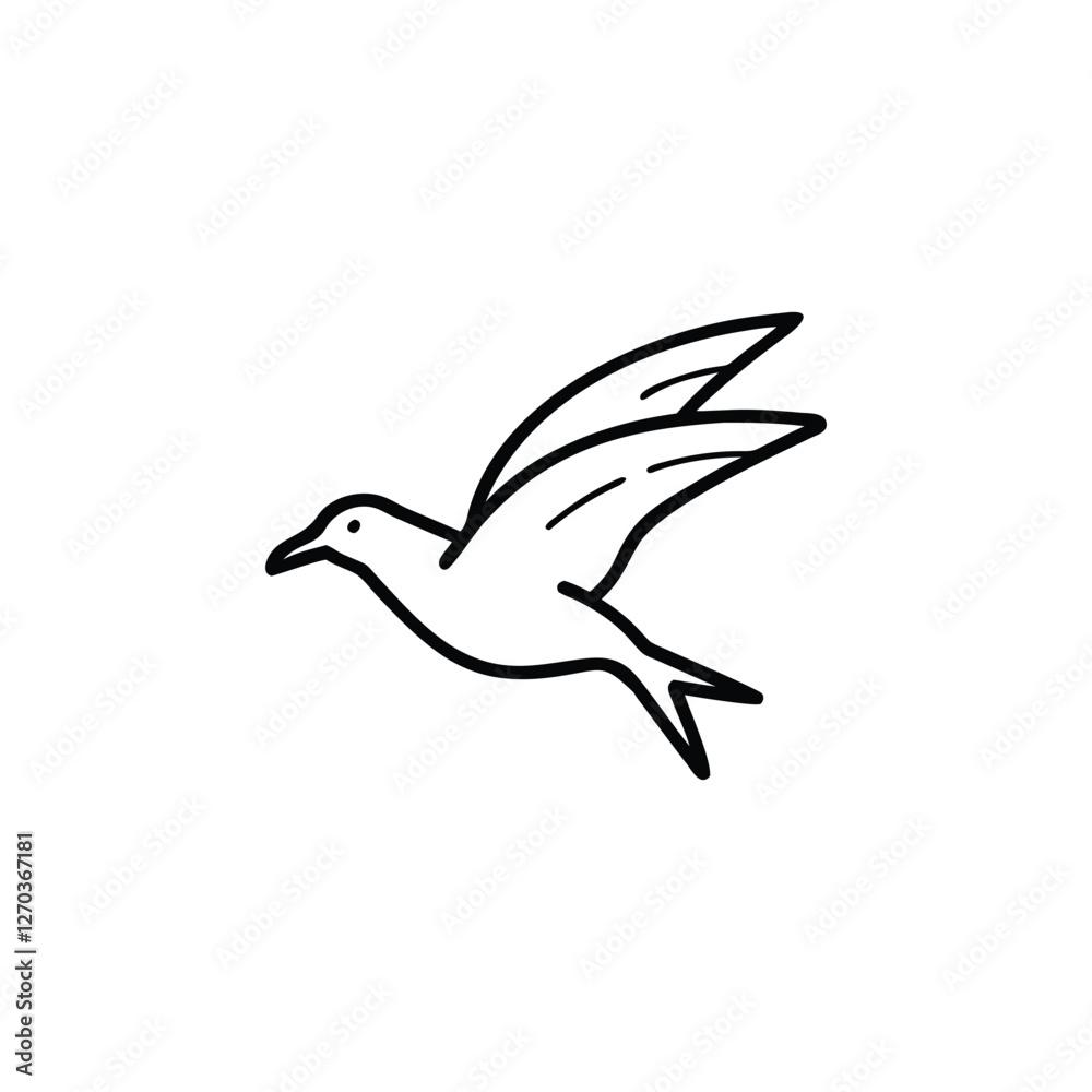 Fototapeta premium Soaring Bird Silhouette with Outstretched Wings – Minimal Vector Art