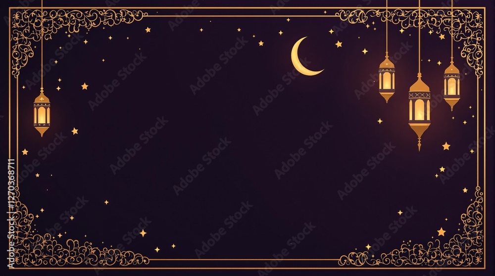Fototapeta premium Eid mubarak and ramadan kareem greetings with islamic lantern and mosque Eid al fitr background. Fantasy style lantern for islamic ramadan celebration