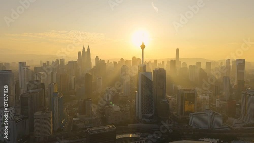 Hyperlapse view of cityscape during sunrise