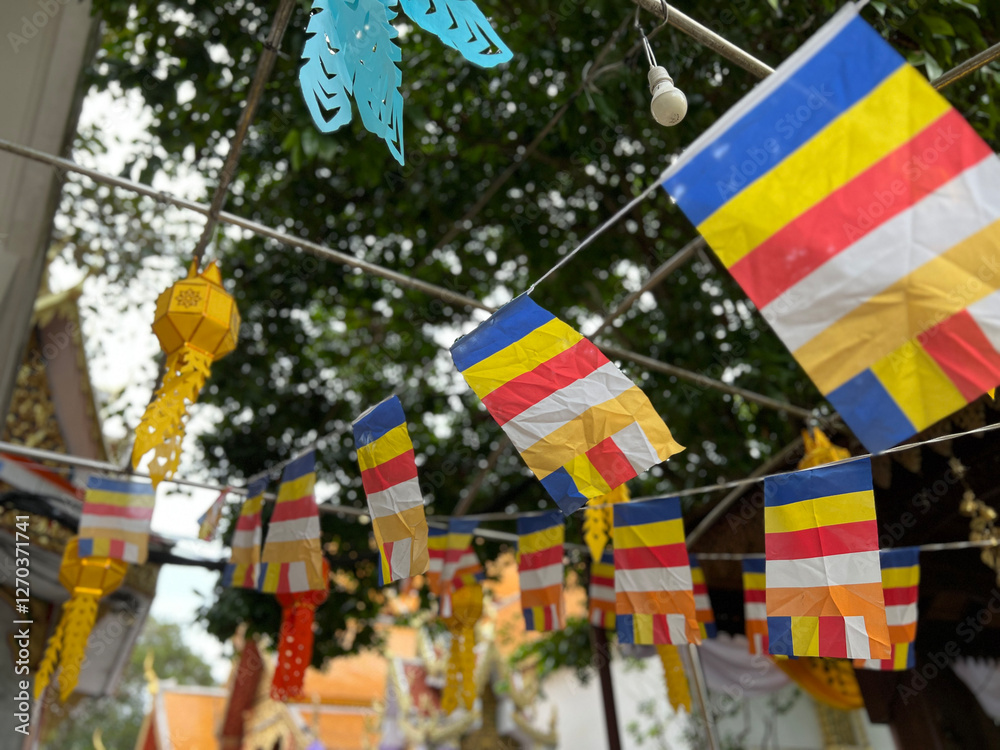Buddhism flasg at Wat Phra That Doi Suthep
