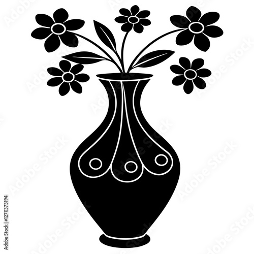 A curved flower vase silhouette vector illustration