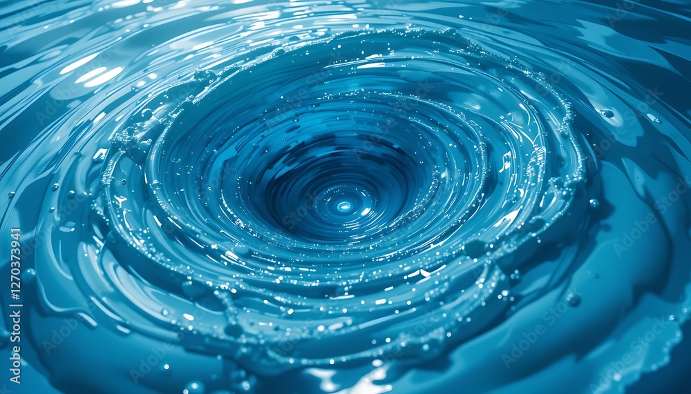 Stunning Close-up of a Spiraling Vortex of Vibrant Blue Liquid, Showing Intricate Details and Textural Richness Stunning Close-up of a Spiraling Vortex of Vibrant Blue Liquid, Showing Intricate Details and Textural Richness