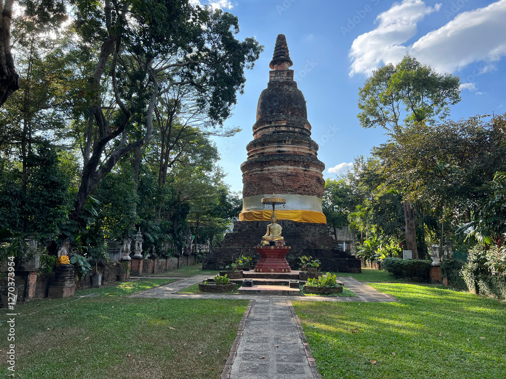 Stupa at Wat Pan Sao Buddhist temple in Chiang Mai