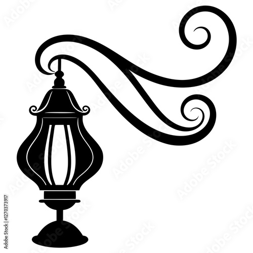 A vintage lamp silhouette vector illustration