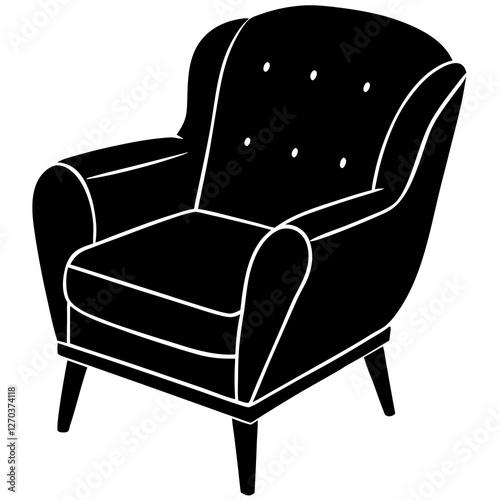 A cozy armchair silhouette vector illustration