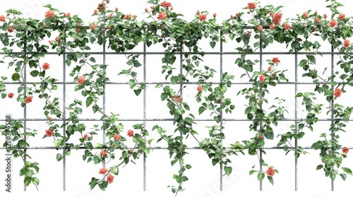 Wallpaper Mural Beautiful Climbing Rose Vines on Trellis with Lush Green Foliage and Delicate Pink Blooms in Outdoor Garden Setting Torontodigital.ca