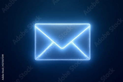 A glowing, neon-blue email envelope symbol shines against a dark backdrop.