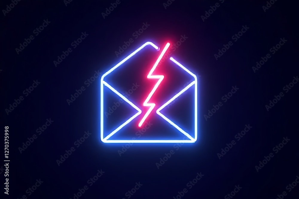 custom made wallpaper toronto digitalA neon email icon with a red lightning bolt on a dark background