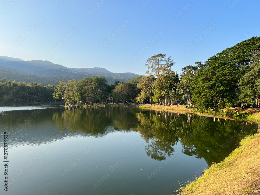 Karn Memorial Park and lake in Chiang Mai