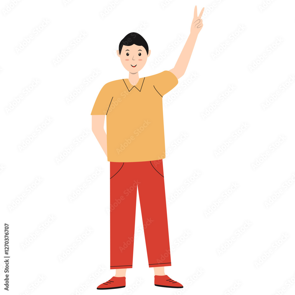 Happy Smiling Person Character with Flat Cartoon Design. Vector Illustration Happy Smiling Person Character with Flat Cartoon Design. Vector Illustration