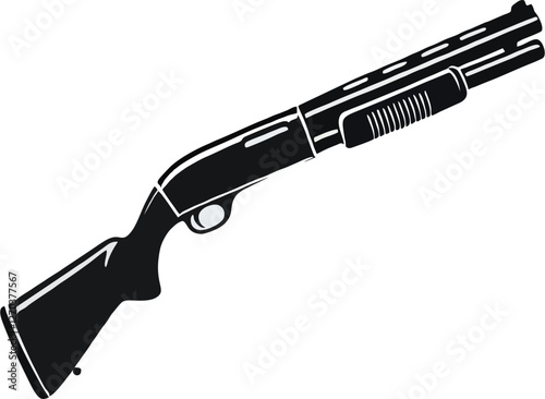 Tactical Pump-Action Shotgun Silhouette Illustration