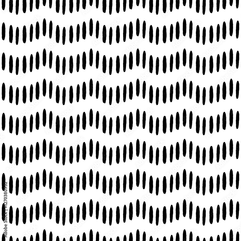 Small Dash Background. Retro black and white texture. Simple seamless pattern. Memphis style. Geometric Vector Illustration.