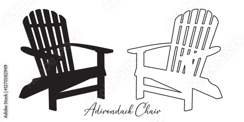 Simple Adirondack Chair Silhouette. Adirondack chair icon vector line art design