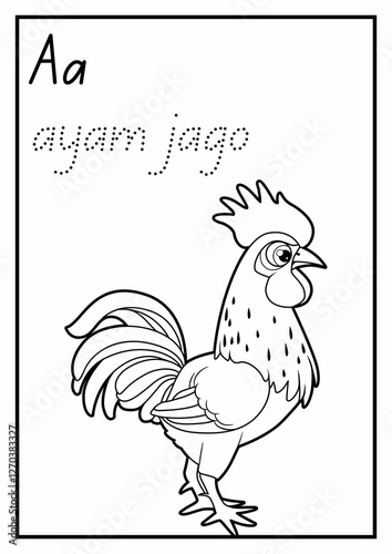 Belajar Mewarnai : Ayam Jago photo