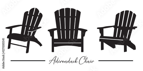 Simple Adirondack Chair Silhouette. Adirondack chair icon vector line art design