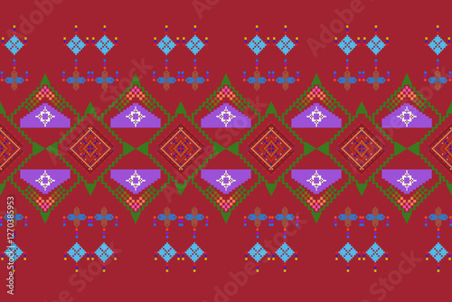 Geometric pixel designs make a striking statement, offering a sleek, futuristic vibe. With crisp lines and vibrant colors, this fabric adds a modern touch to fashion, home decor, and accessories.