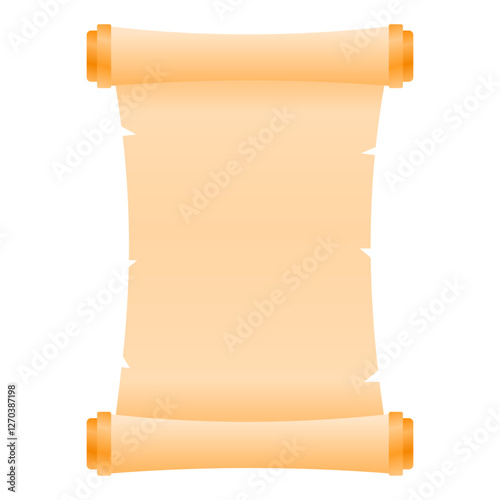 Ancient Paper Scroll Message Vector. Broken Paper Scroll Element. Medieval Paper Scroll.
