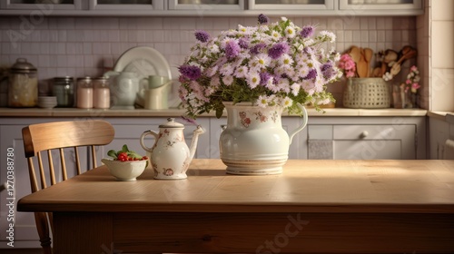wallpaper flower vase in kitchen