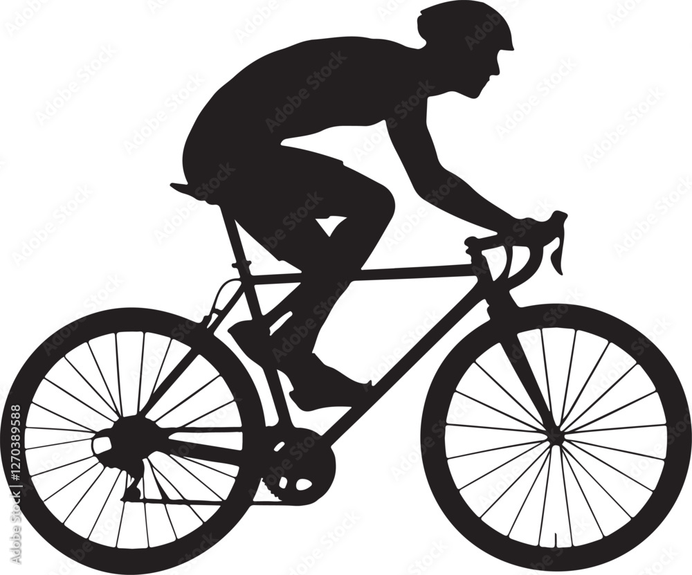 Fototapeta premium cycling race stylized symbol, outlined cyclist vector silhouette