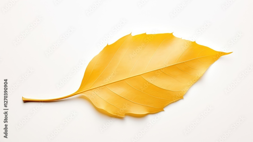 Naklejka premium golden fall leaf on white