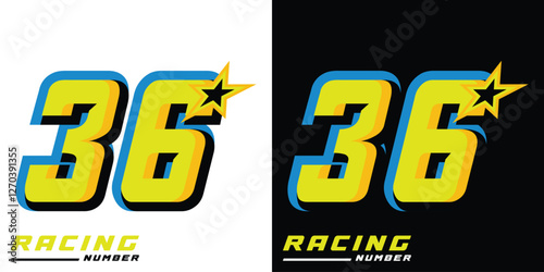 Racing number 36 with star,racing,racing starting number,sports racing number