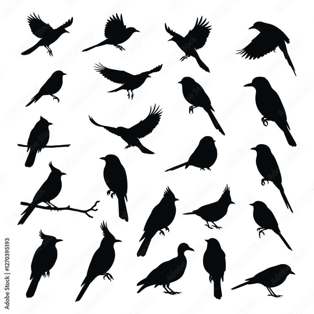 Fototapeta premium A Birds silhouettes collection illustration with white background