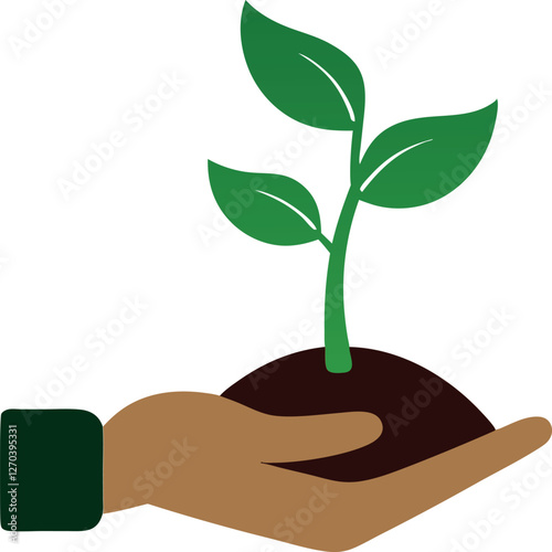 plant in hand, plant sprout in the hand growth vector