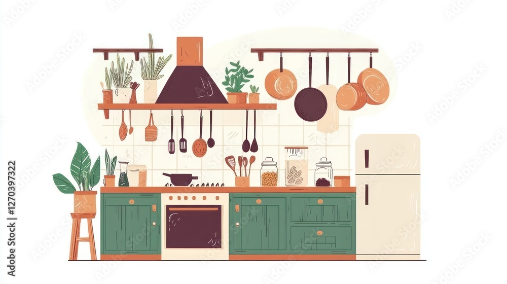 Fototapeta premium Modern Kitchen Interior Design Illustration (1)