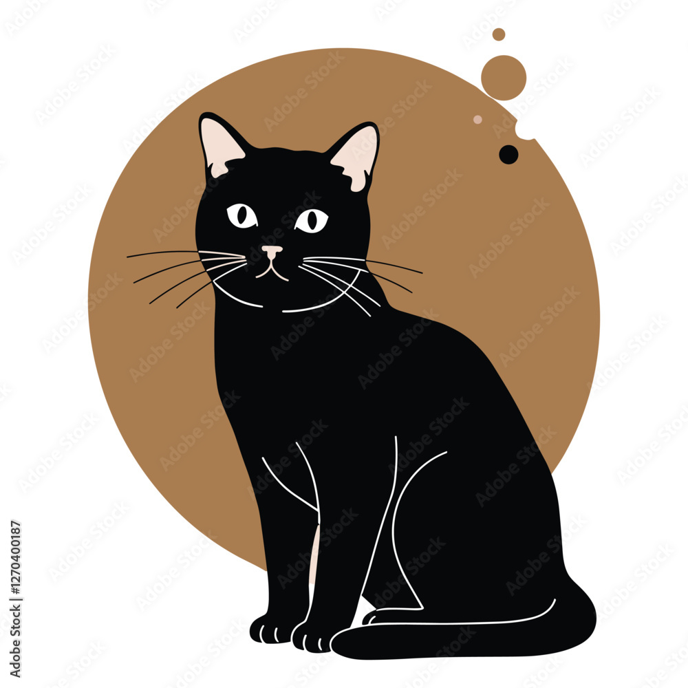 Obraz premium A cat silhouette illustration with white background