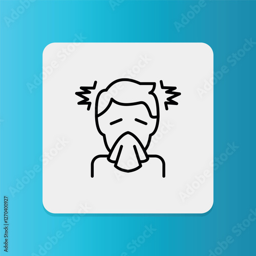 Cough icon. Editable stroke. Vector illustration	