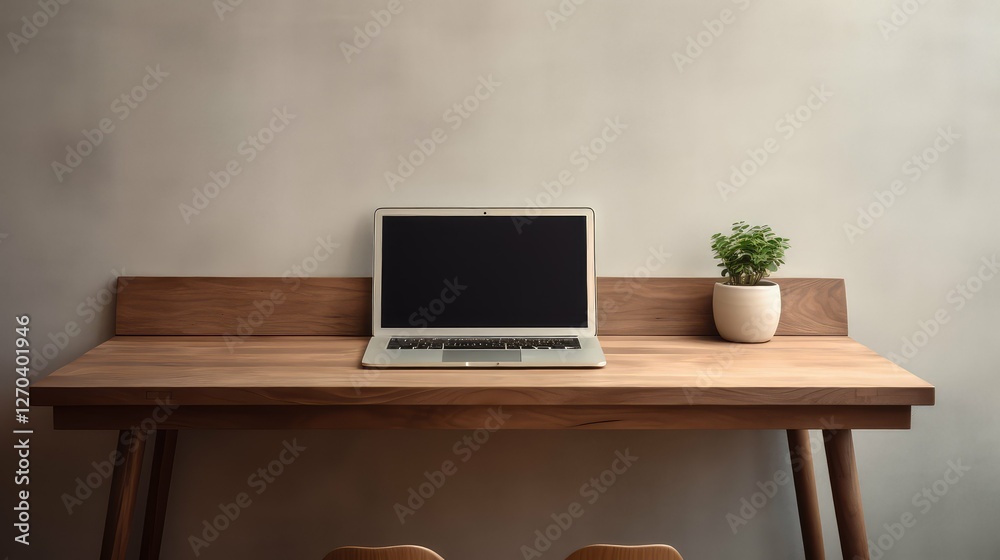Fototapeta premium setup laptop wood desk